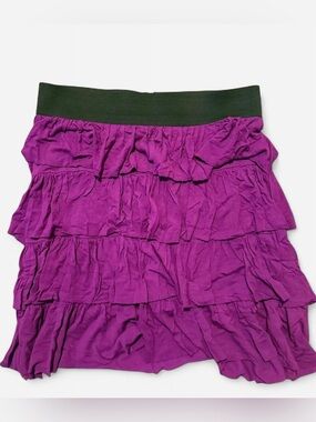 ELLE Purple Tiered Ruffle Mini Skirt Small